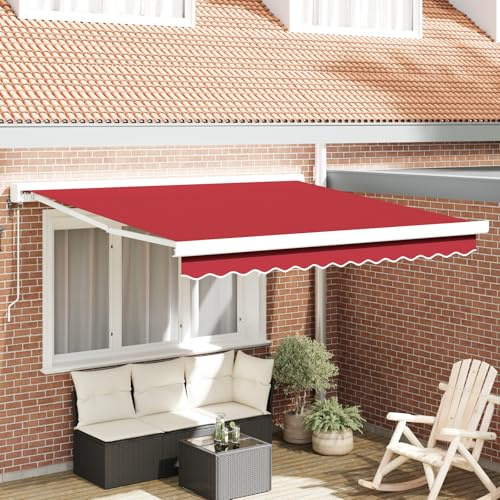 Tendone Retrattile Automatico Rosso 350x250 cm, Tessuto di Ricambio per Tendone 3.5x2.5 m Rosso, Tessuto in Poliestere Opaco per Esterno, Sistema di Protezione Solare