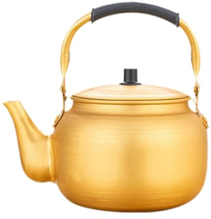 Zambuph Bollitore per acqua addensato, teiera in alluminio, portatile, per preparare il tè e riscaldare il vino di riso coreano, bollitore in alluminio giallo di grande capacità, Giallo, 15 litri