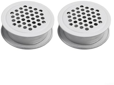 2 griglie di ventilazione rotonde in acciaio inox per armadi in metallo con design a rete per una migliore ventilazione in ambienti interni (bianco)
