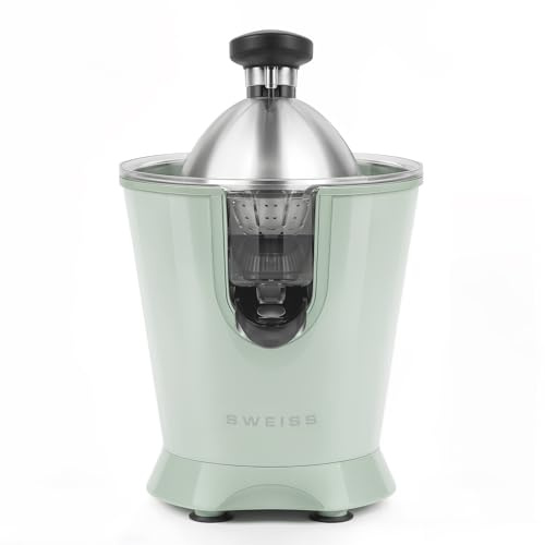 SWEISS ZEST7 professionell elektrisk citruspress, droppfri pip, diskmaskinsäker, tyst enhet, kraftfull ledad arm 160 W, grön