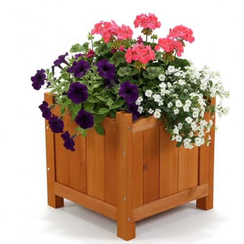 Mucola Blumenkübel Pflanzkasten Holz wetterfest 30x30x30 cm Natur | Fichtenholz im Landhausstil, für Blumen, Kräuter und Gemüse, auch als Raumteiler oder Beetumrandung nutzbar, für den Balkon