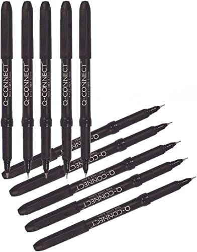 Q-Connect 0.4mm Fineliner Pen - Black, Pack of 10