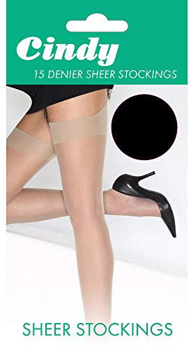 Cindy Womens/Ladies 15 Denier Sheer Stockings (1 Pair) (One Size (UK Shoe 3-8)) (Black)