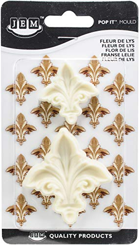 PME JEM Pop It Fleur De Lys Shaped Mould for Cake Decorating, Set of 2, Off-white, 6 x 2 x 6 cm, Large / Small Sizes
