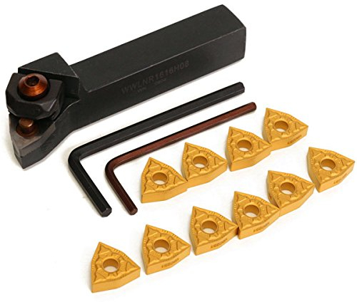 EsportsMJJ Supporto Utensile di Tornitura Troncatrice Wwlnr1616H08 16X100mm con Inserti 10Pcs Wnmg0804