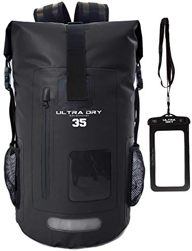 Premium 35L Waterproof Dry Bag Backpack, Sack with Phone Dry Bag, Perfect for Boating/Kayaking/Canoeing/Fishing/Rafting/Swimming/Camping/Snowboarding (35 L, Black)