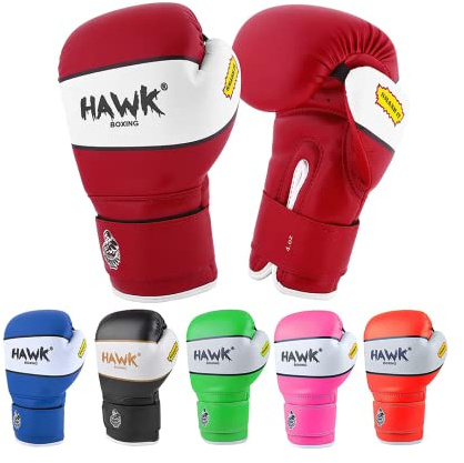 Boxningshandskar för barn ungdomar boxningssäck kickboxning thai handskar MMA träning sparring handskar röd, 170 g