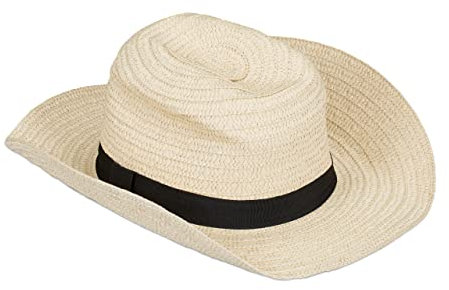 Relaxdays Panamahut, cooler Strohhut im Mafia Look, Damen & Herren, Fasching, Bogart Hut mit schwarzem Stoffband, beige