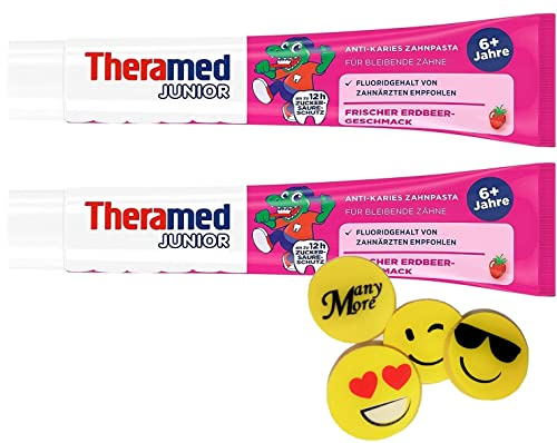 2 x 75ml Theramed Junior mit Erdbeergeschmack + 1 Gratis Radierer von ManyMore*