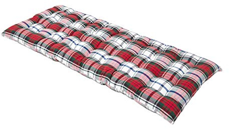 Homescapes Bankauflage 2-Sitzer Macduff kariert – Sitzkissen Bank Outdoor/Indoor, Oeko-TEX-Zertifiziert, waschbare Sitzauflage für Gartenbank & Sitzbank, rot-weiß-grün, 108x42 cm