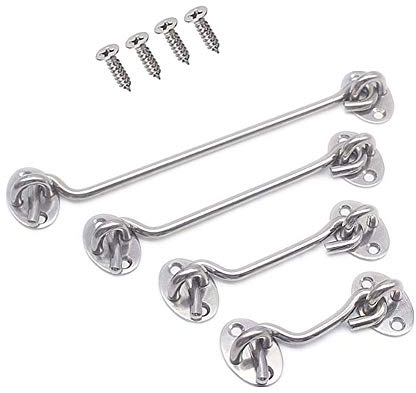 Molinter Crochet tempête pour porte coulissante - En acier inoxydable - Avec vis - Pour porte de garage, fenêtre, salle de bain, chambre à coucher - Longueur : 75 mm - Argenté