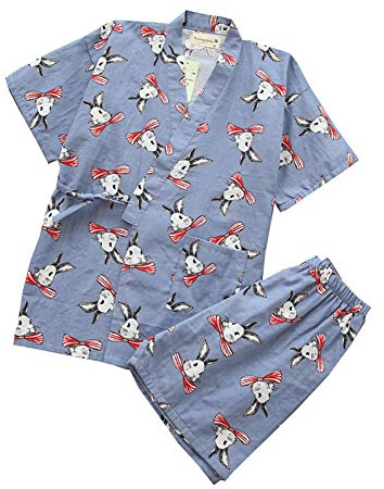 un-brand Pijama japonés de manga corta con pantalones cortos y kimono Yukata para mujer (talla L, A22)
