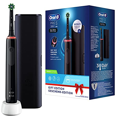 Oral-B Pro 3 3500 Edition mit Reise-Etui, Schwarz, 3 Stück (1er Pack)