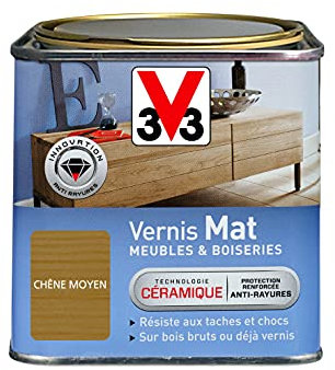 V33 Vernis intérieur Mat meubles & boiseries, Chêne moyen 0,5L