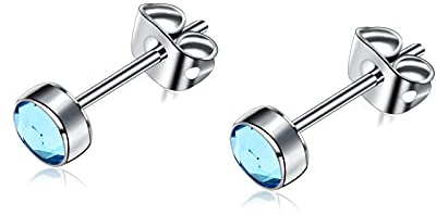Orecchini a bottone in titanio per donna Orecchini da donna Orecchini in cristallo da uomo ipoallergenici senza nichel da 4 mm per orecchie sensibili