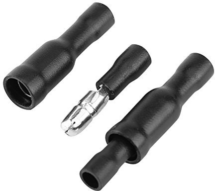 DEWIN Terminales Eléctricos, Conector Eléctrico Aislado Hembra y Macho Terminal de Crimpado para Cables de 0,5 a 1,5 mm² Negro 50 piezas