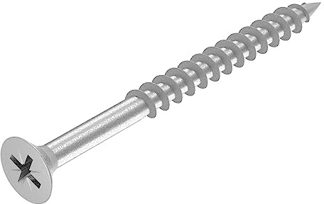 SECCARO Spanplattenschraube 5 x 60 mm, Edelstahl V2A VA A2, Holzschraube mit Teilgewinde, Kreuzschlitz/PZ, 150 Stück
