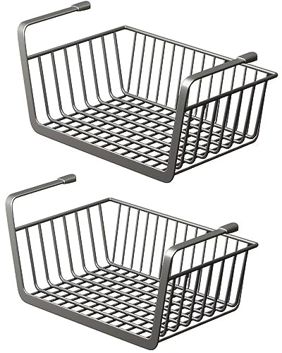 BohrenCL 2 unidades de cestas colgantes extraíbles, cesta de almacenamiento para estante inferior, cesta colgante de metal para oficinas, cocinas, frigoríficos, baños, armarios