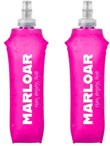 MARLOAR Flasque Running 500ml Rose – Pack de 2 Gourdes Souples et Pliables – Idéal pour Course à Pied, Trail et Randonnée – Sans BPA