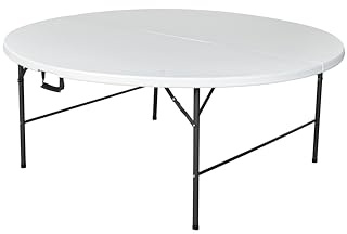 METRO Professional Outdoor Banketttisch, Stahl/Polyethylen, klappbar, wasserabweisend, weiß (Ø 180 x 74 cm)