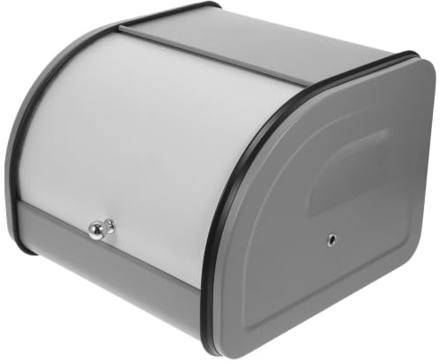 PRETYZOOM Panera enrollable de metal vintage, contenedor de almacenamiento de pan para encimera, contenedor de almacenamiento de pan de cocina para pasteles, panes, alimentos secos, color gris
