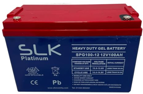 SLK Platinum Mobility Scooter GEL Battery Pair of 2 x 12v 100ah Reliable And long Lasting Replacement Batteries For Electric Scooters And Wheelchairs