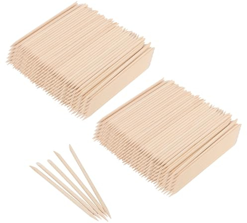 SOUJAP 2000 palillos de uñas de madera naranja de 4.5 pulgadas, empujador de cutículas de madera de doble cabeza para limpieza de uñas, manicura y pedicura