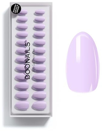 DOONAILS – Press On Nails 30er Set Lavender Mist Almond Form Flieder/Lila – Nägel zum Aufkleben Full Cover in Salonqualität – Fake nails soft gel Short – Natürliches & angenehmes Tragegefühl
