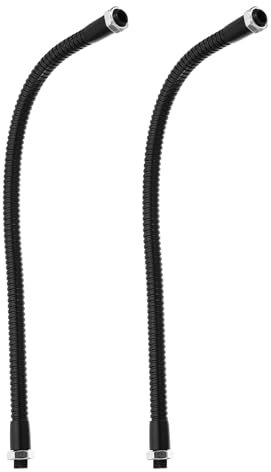 PATIKIL 11,8 Tubo Flessibile Universale Collo Cigno, 2 Pezzi M8 a M10 Filettatura Fine Tubo Metallico Flessibile per Posizionamento per Lampada, Attrezzatura Fai da Te, Nero