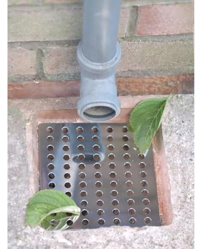 Lime Shop 15x15 Centimeter Rustproof Stainless Steel Swirl Drain Covers - Hopper Lids - Outdoor Drain Cover - Metal Drain Covers Outdoor (Pack 4)