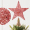 Estrella Roja de Navidad con Purpurina - Decoración para Árbol de Alambre de Metal - Ideal para Hogares y Fiestas - 25 * 20 * 5Cm