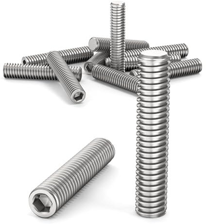 ORTAVA Lot de 10 vis sans tête M6 x 30 mm DIN 913 / ISO 4026 avec six pans creux (ISK) et embout conique, vis sans tête en acier inoxydable (argenté), Quincaillerie