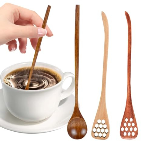 Cucchiaio in legno per miele, cucchiaio per mescolare il miele con manico lungo, cucchiaio multifunzionale per mescolare barattoli di miele per vacanze, amanti e famiglie