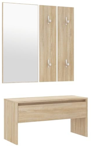 Annlera Sitzbank Fußhocker Schuhbank Sitzfläche Eingangsbank Hocker Sitzgelegenheiten Wohnzimmerbank Flurmöbel-Set 4 STK. Einfachen Jedoch Stilvollen Design Sonoma-Eiche 80x30,5x40 cm