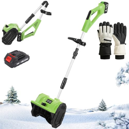 Pala da Neve elettrica, lancianeve con Guanti Spessi, Larghezza di Pulizia 32 cm e profondità 15 cm, palo Principale Retrattile, direzione Regolabile, Protezione di Sicurezza, Pala da Neve p