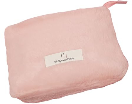 HH Hollywood Hair Plüsch-Kosmetiktasche Rosa mit Logo – Maxi 18x25x8 cm – Kosmetiktasche für Damen – Weich im Griff – Für Kosmetik – Accessoires – Haarzubehör