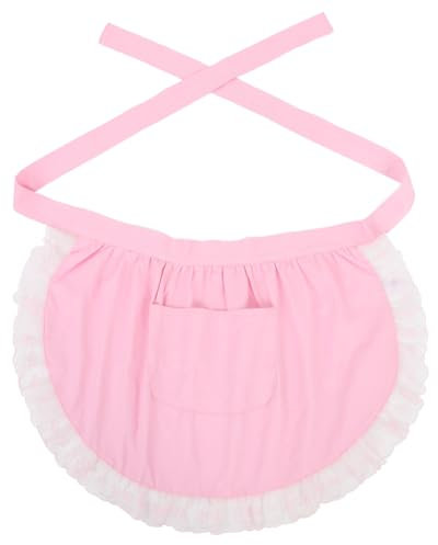 Holibanna Gonna Grembiule Con Volant Simpatico Grembiule Da Server Costume Da Grembiuli Da Donna Per in Pizzo Da Server Nero Cotone Rosa