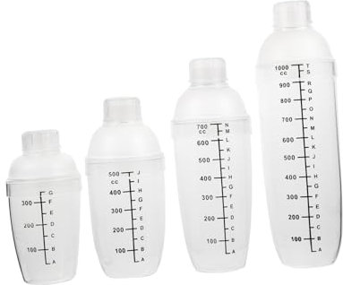 Mikinona 4pezzi Shaker Per Cocktail in Plastica Trasparente Con Scala Per Miscelare Bevande Shaker Per Tè Al Latte e Cocktail Da Te