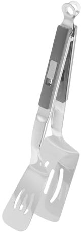 FUNOMOCYA clip para bistec deslizante exterior interrogatorio intenso acortar Resistente Abrazadera de pala para voltear alimentos pinza de acero inoxidable plastico abs Grey