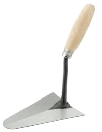 Paleta de albañil 170x120mm, acero inoxidable, mango ergonómico, ideal para enlucir y alisar superficies en construcción.