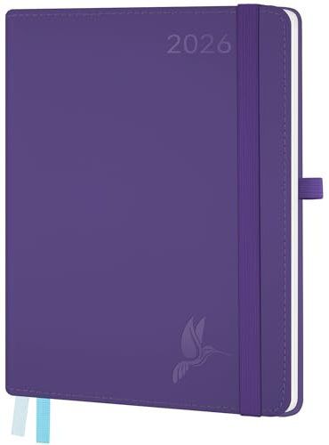 FEKSINO Kalender 2026 Wochenplaner 1 Woche 2 Seiten,12-Monate Buchkalender (Jan.2026-Dez.2026) Terminplaner A4-28,6 x 21 cm,100GSM Papier Planer mit Softcover - Lila