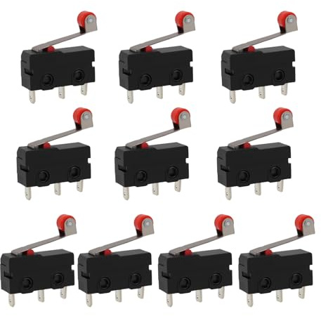 Mikroschalter mit Rollenhebel 250V 5A SPDT | Miniatur Endschalter 1NO 1NC | Kompakte 3-Pin Schalter für Mechanik, Elektronik und Automaten – Schwarz schaltbetätigung mikroschalter (10 Stück)