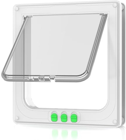 Katzenklappe Innentür für Fliegengitter Hundeklappe Katzenklappen & Auennetze, Sureflap Katzenklappe Haustiertür für Innentür/Zimmertür/Fenster, Fliegengitter-tauglich (Weiß, m)