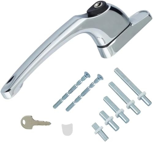 Harmon Wandyer Universal Window Handle Key Locking Inline Installation Kit, Multi-Spindle Chrome UPVC Window Handle Replacement