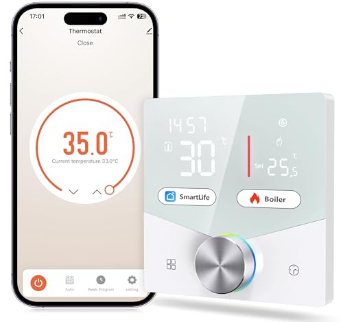 Smart Thermostat Boiler LincoSoft WLAN Raumthermostat Digital Smart Kompatibel mit Alexa, Google Home Thermostat Fußbodenheizung mit App, Energie sparen, einfache Installation 5A 2,4GHz WiFi