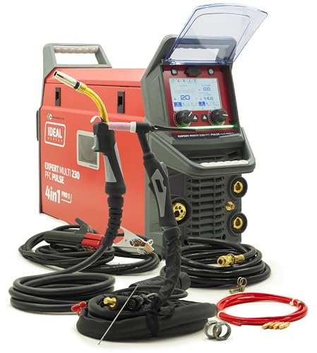 IDEAL Expert Multi 230 PFC Pulse 4 en 1 Pro5 Poste à souder combiné Inverter MIG MAG WIG Fil fourré sans gaz avec fonction pulsation, Synergique 230 A, pour acier, aluminium, acier inoxydable et
