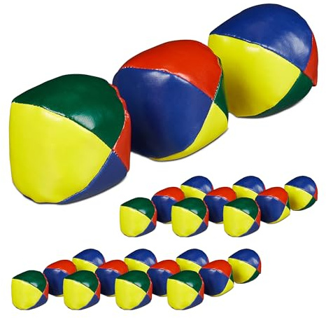 Relaxdays 48 Pelotas de Malabares, Ø 65 mm, Principiantes y Profesionales, PVC, Arena, para niños y Adultos, Coloridas, en Set