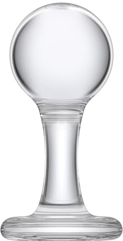 Glass Anal Butt Plug Round Ball - 2 Inch Diameter Glass Ball Butt Plug - Anal Toys G Spot Stimulation Prostate Massager for Men Women
