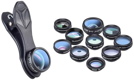 Zqxnt Kit obiettivo professionale per fotocamera del telefono fisheyes 198° 0.62X grandangolo 15X macro 2x teleobiettivo fotocamera