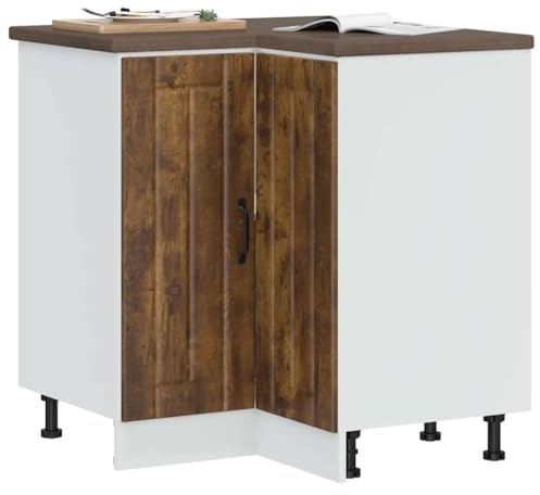 Teenpull Lucca Küchen-Eckunterschrank Räuchereiche Holzwerkstoff, Stauraumschrank Vorratsschrank, Küchenschrank Buffetschrank, 75.5x75.5x81.5cm, langlebig, pflegeleicht